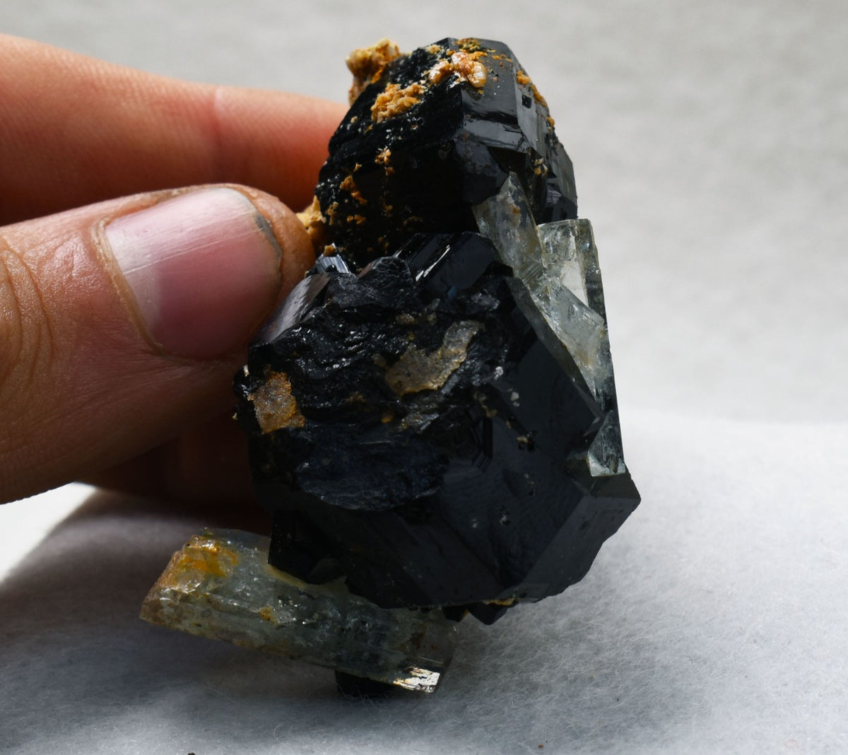 Beryl var. Aquamarine with Schorl Black Tourmaline & Feldspar from Erongo Mountains, Namibia - 45.9 grams #A17