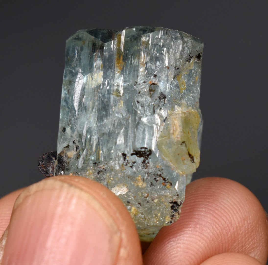 Beryl var. Aquamarine with Schorl Black Tourmaline from Erongo Mountains, Namibia - 14.7 grams #A22
