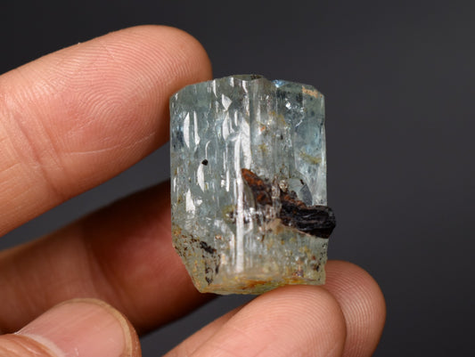 Beryl var. Aquamarine with Schorl Black Tourmaline from Erongo Mountains, Namibia - 14.7 grams #A22