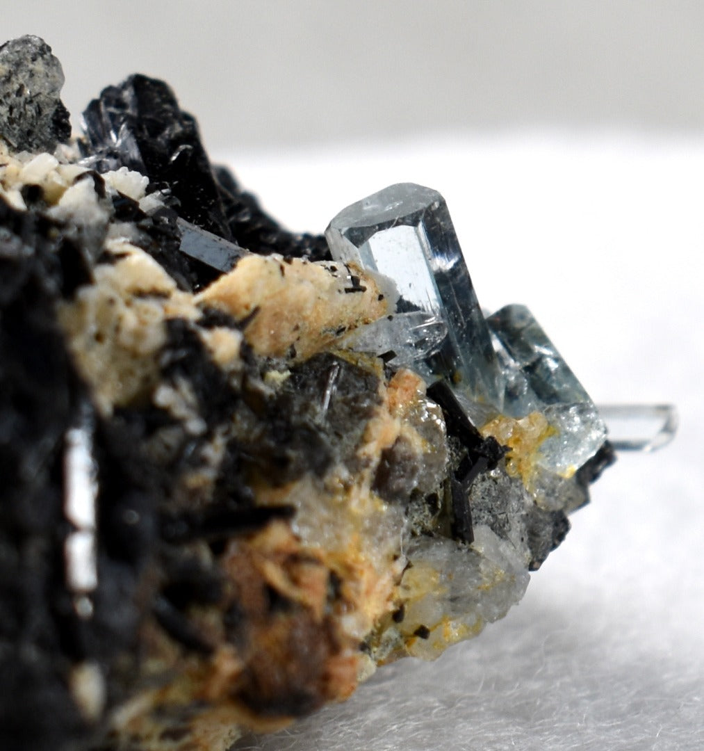 Beryl var. Aquamarine with Schorl Black Tourmaline, Feldspar & Quartz from Erongo Mountains, Namibia - 25.3 grams #A26