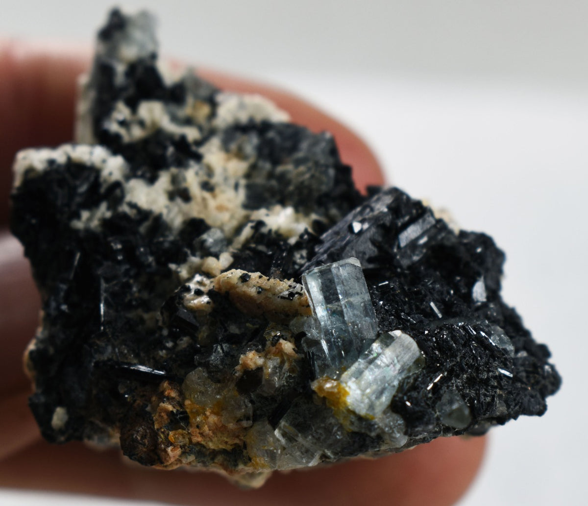 Beryl var. Aquamarine with Schorl Black Tourmaline, Feldspar & Quartz from Erongo Mountains, Namibia - 25.3 grams #A26
