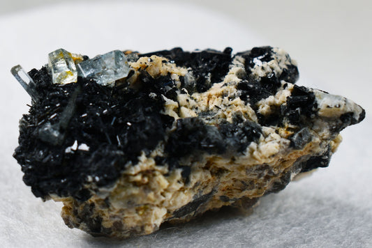 Beryl var. Aquamarine with Schorl Black Tourmaline, Feldspar & Quartz from Erongo Mountains, Namibia - 25.3 grams #A26