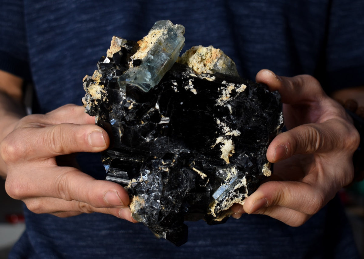Large Beryl var. Aquamarine with Schorl Black Tourmaline & Feldspar from Erongo Mountains, Namibia - 1687 grams #A27