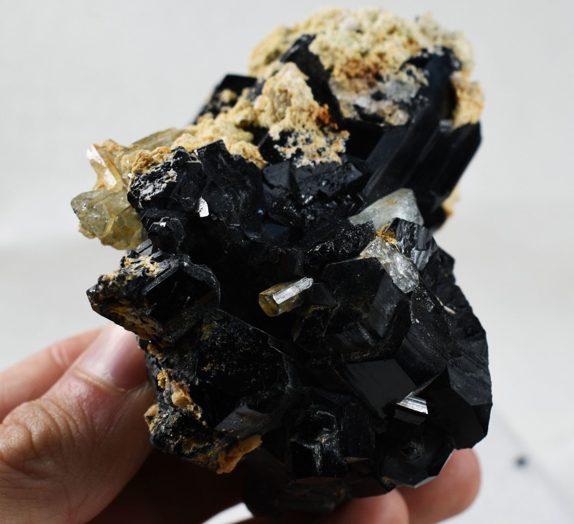Beryl var. Aquamarine with Schorl Black Tourmaline & Feldspar from Erongo Mountains, Namibia - 353.5 grams #A28