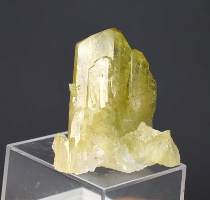 Brazilianite Crystal Cluster with Albite - from Linopolis, Minas Gerais, Brazil, museum quality, 19g