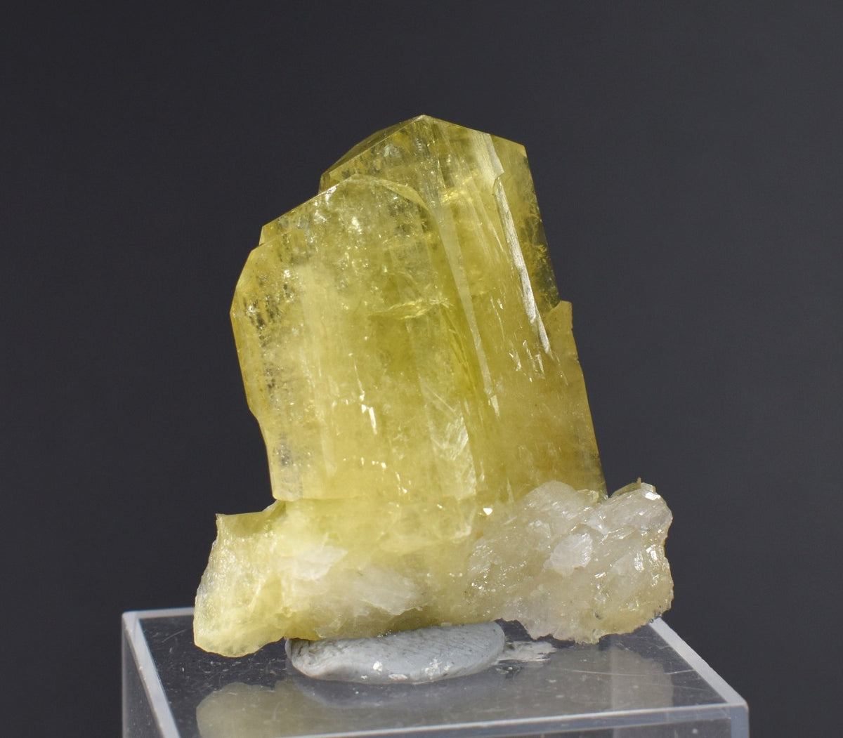 Brazilianite Crystal Cluster with Albite - from Linopolis, Minas Gerais, Brazil, museum quality, 19g