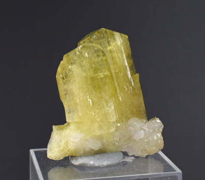 Brazilianite Crystal Cluster with Albite - from Linopolis, Minas Gerais, Brazil, museum quality, 19g