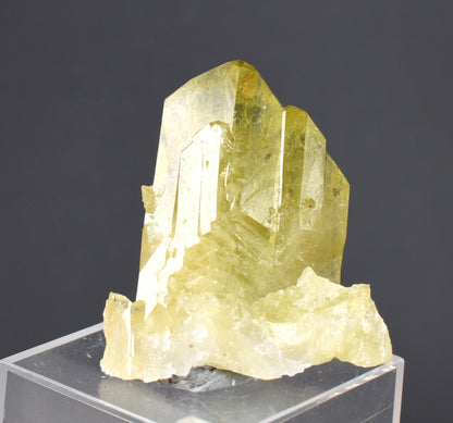 Brazilianite Crystal Cluster with Albite - from Linopolis, Minas Gerais, Brazil, museum quality, 19g