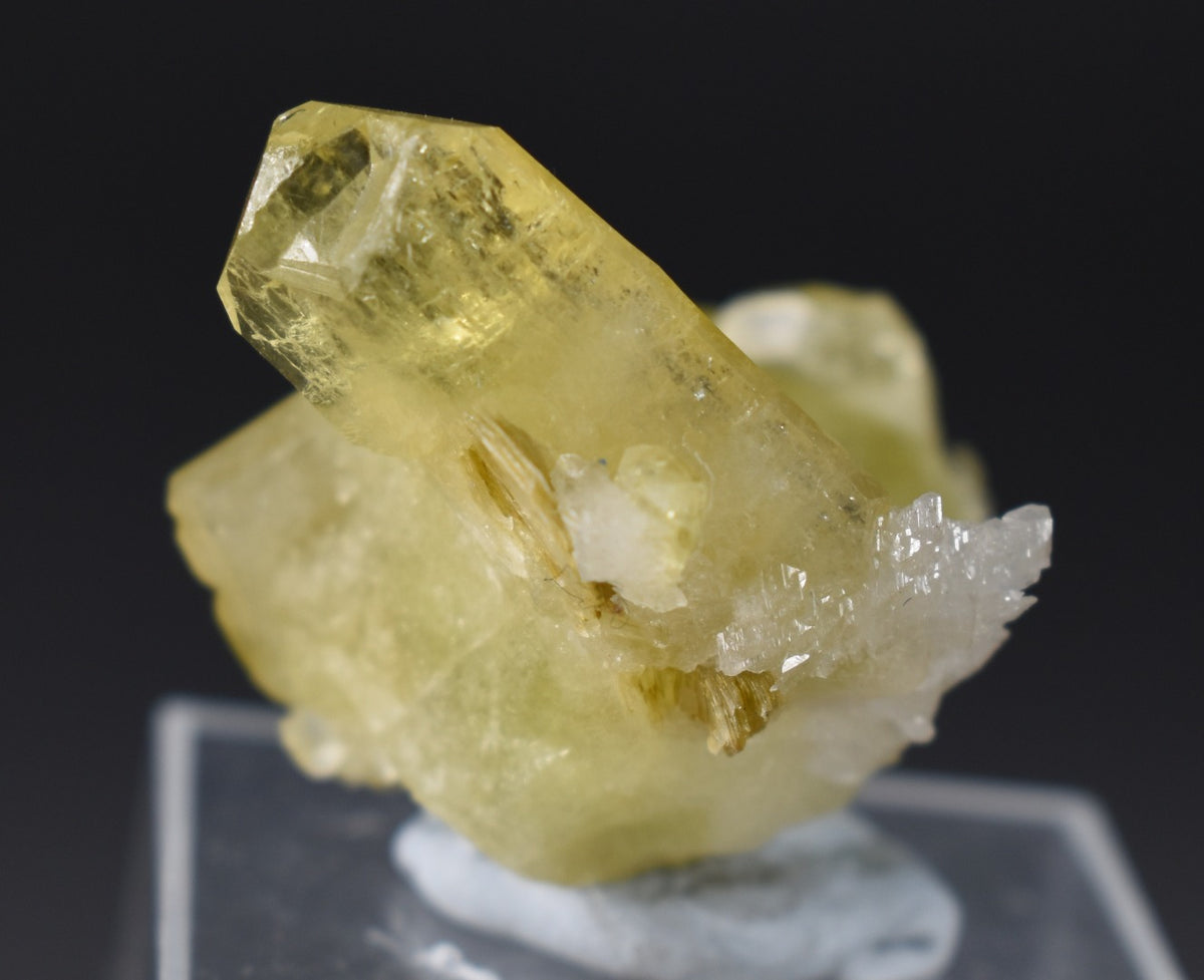 Brazilianite Crystal Cluster with Albite & Muscovite - from Linopolis, Minas Gerais, Brazil, museum quality, 24g