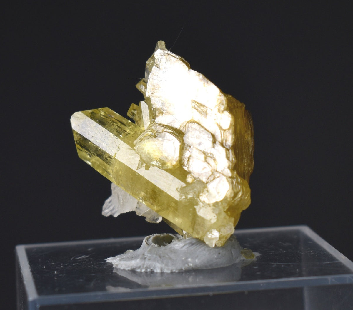 Brazilianite Crystal Cluster with Albite & Muscovite - from Linopolis, Minas Gerais, Brazil, museum quality, 4.7g