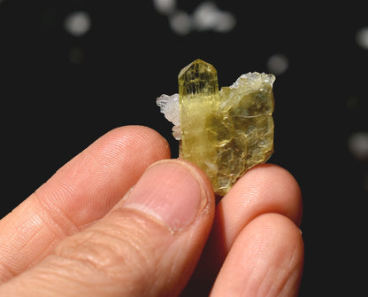 Brazilianite Crystal Cluster with Albite & Muscovite - from Linopolis, Minas Gerais, Brazil, museum quality, 4.7g