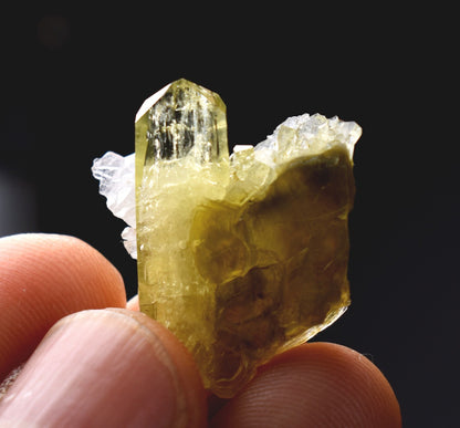 Brazilianite Crystal Cluster with Albite & Muscovite - from Linopolis, Minas Gerais, Brazil, museum quality, 4.7g