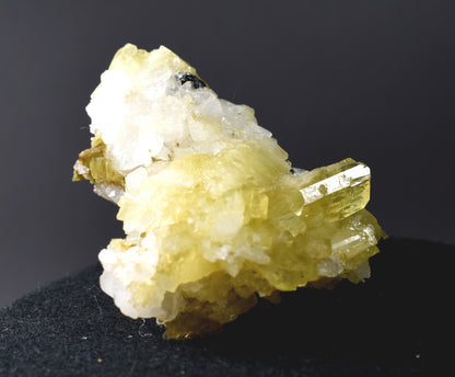 Brazilianite Crystal Cluster with Albite, Muscovite, Black Tourmaline - from Linopolis, Minas Gerais, Brazil, museum quality, 59.8g