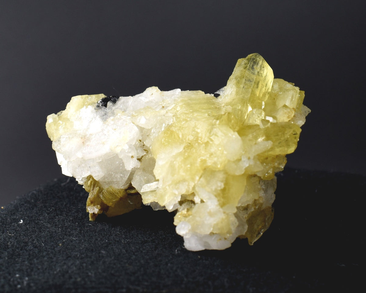 Brazilianite Crystal Cluster with Albite, Muscovite, Black Tourmaline - from Linopolis, Minas Gerais, Brazil, museum quality, 59.8g