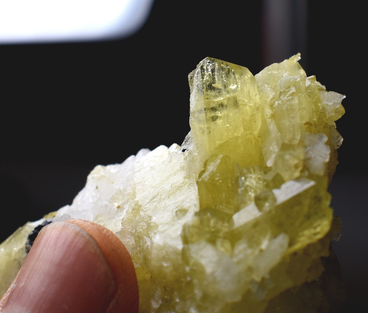 Brazilianite Crystal Cluster with Albite, Muscovite, Black Tourmaline - from Linopolis, Minas Gerais, Brazil, museum quality, 59.8g