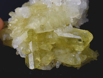 Brazilianite Crystal Cluster with Albite, Muscovite, Black Tourmaline - from Linopolis, Minas Gerais, Brazil, museum quality, 59.8g