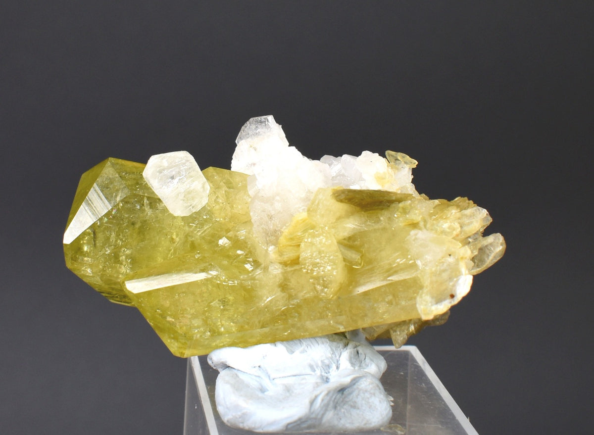 Brazilianite Crystal Cluster with Albite & Muscovite - from Linopolis, Minas Gerais, Brazil, museum quality, 50g