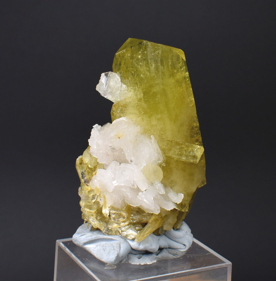 Brazilianite Crystal Cluster with Albite & Muscovite - from Linopolis, Minas Gerais, Brazil, museum quality, 50g