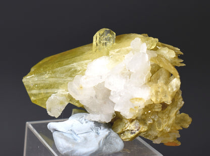 Brazilianite Crystal Cluster with Albite & Muscovite - from Linopolis, Minas Gerais, Brazil, museum quality, 50g