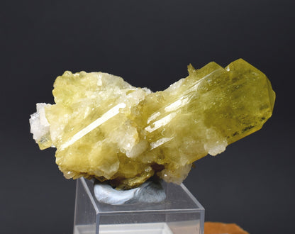 Brazilianite Crystal Cluster with Albite & Muscovite - from Linopolis, Minas Gerais, Brazil, museum quality, 76g