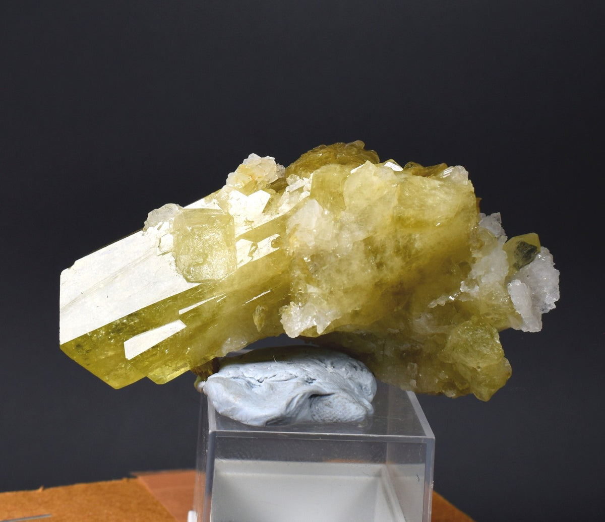 Brazilianite Crystal Cluster with Albite & Muscovite - from Linopolis, Minas Gerais, Brazil, museum quality, 76g