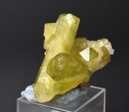 Brazilianite Crystal Cluster with Albite & Muscovite - from Linopolis, Minas Gerais, Brazil, museum quality, 46g