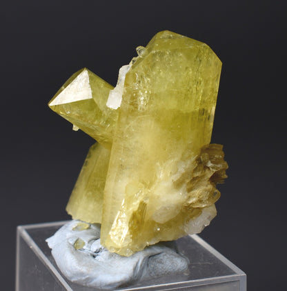 Brazilianite Crystal Cluster with Albite & Muscovite - from Linopolis, Minas Gerais, Brazil, museum quality, 28g