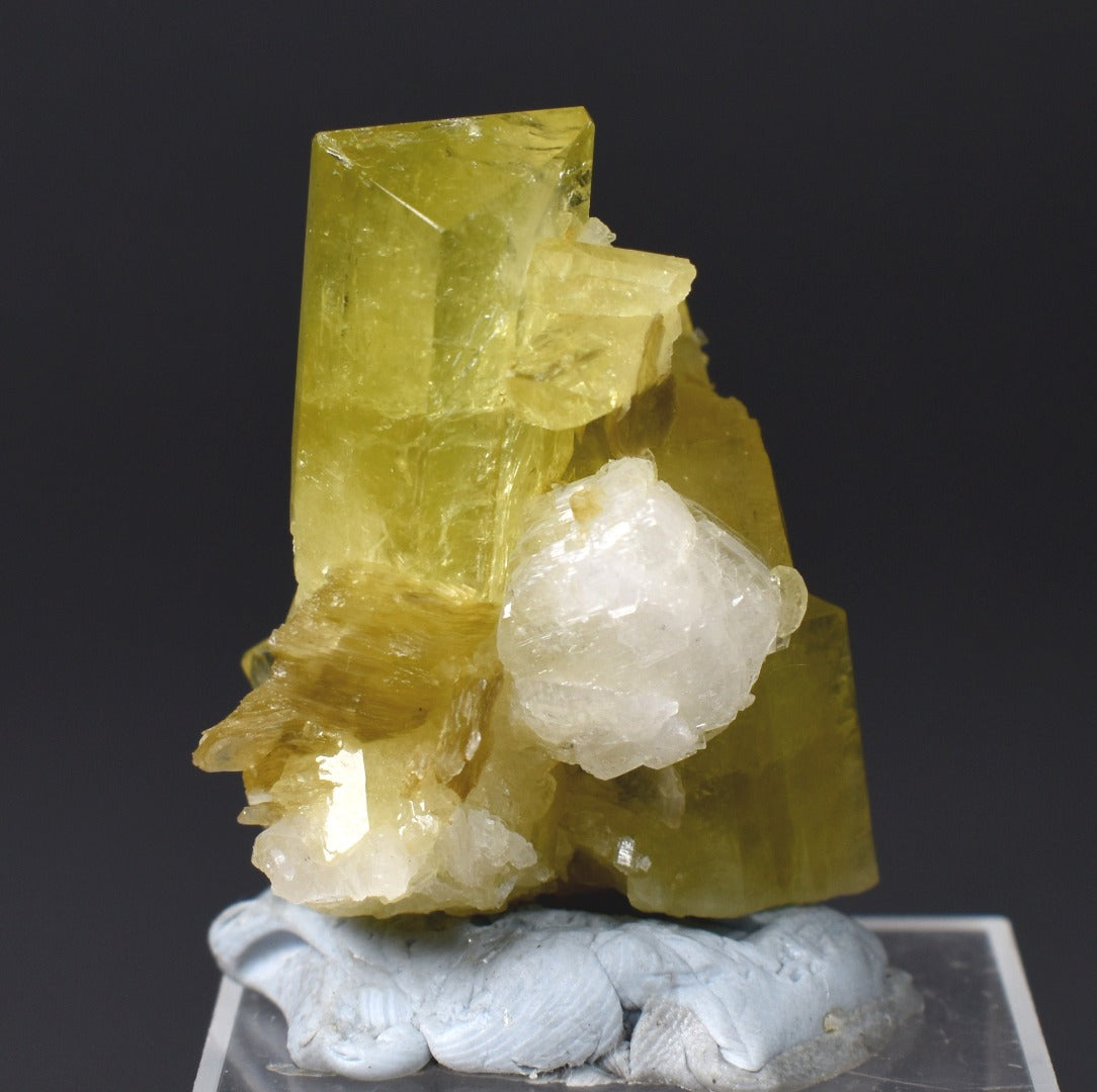 Brazilianite Crystal Cluster with Albite & Muscovite - from Linopolis, Minas Gerais, Brazil, museum quality, 28g