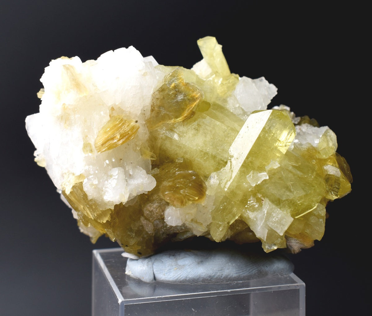 Brazilianite Crystal Cluster with Albite & Muscovite - from Linopolis, Minas Gerais, Brazil, museum quality, 114g