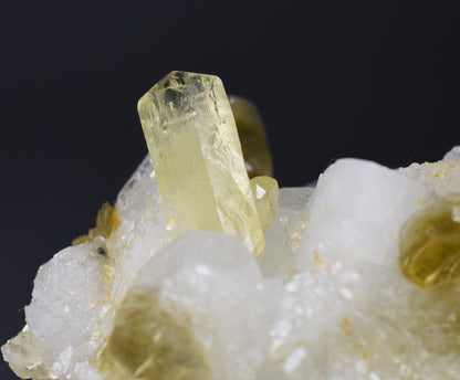 Brazilianite Crystal Cluster with Albite & Muscovite - from Linopolis, Minas Gerais, Brazil, museum quality, 48g