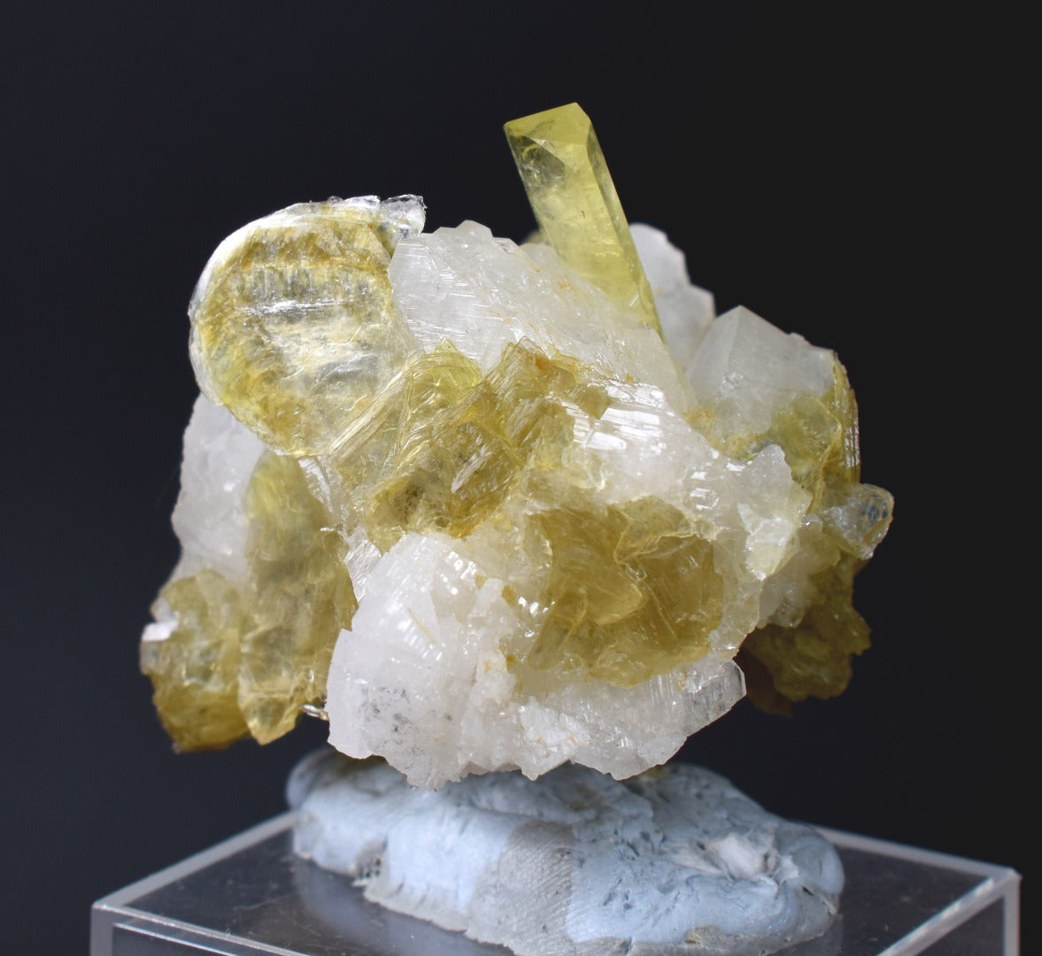 Brazilianite Crystal Cluster with Albite & Muscovite - from Linopolis, Minas Gerais, Brazil, museum quality, 48g