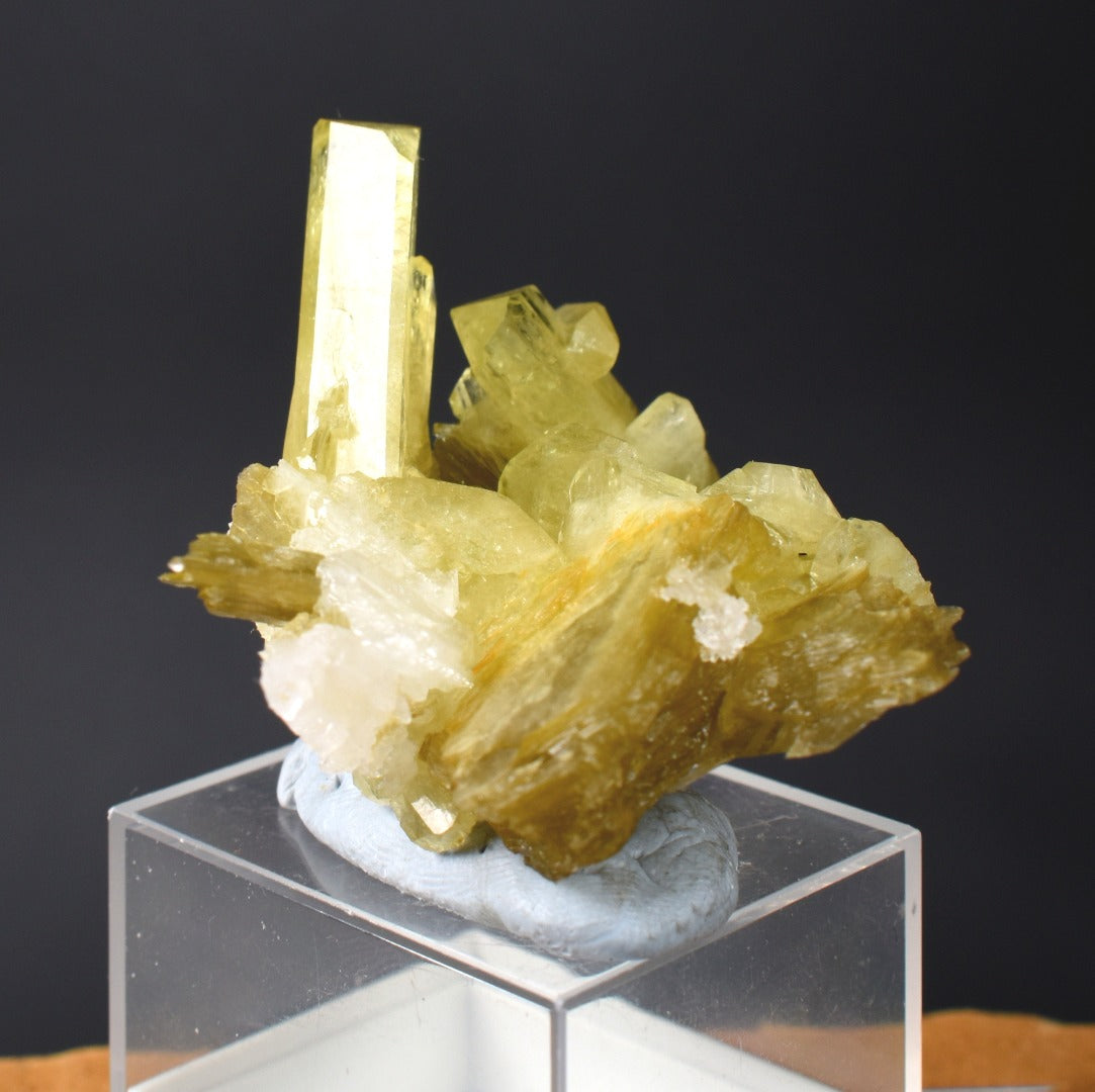 Brazilianite Crystal Cluster with Albite & Muscovite - from Linopolis, Minas Gerais, Brazil, museum quality, 35g