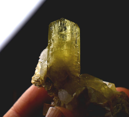 Brazilianite Crystal Cluster with Albite & Muscovite - from Linopolis, Minas Gerais, Brazil, museum quality, 35g