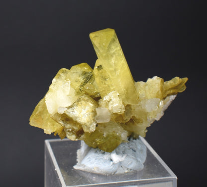 Brazilianite Crystal Cluster with Albite & Muscovite - from Linopolis, Minas Gerais, Brazil, museum quality, 35g