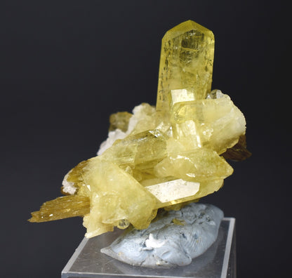 Brazilianite Crystal Cluster with Albite & Muscovite - from Linopolis, Minas Gerais, Brazil, museum quality, 35g