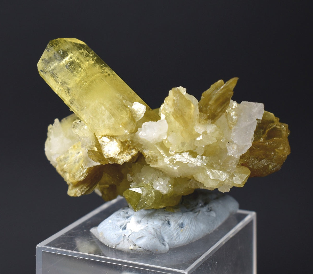 Brazilianite Crystal Cluster with Albite & Muscovite - from Linopolis, Minas Gerais, Brazil, museum quality, 35g