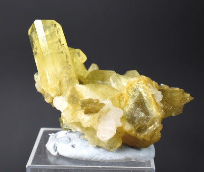 Brazilianite Crystal Cluster with Albite & Muscovite - from Linopolis, Minas Gerais, Brazil, museum quality, 35g