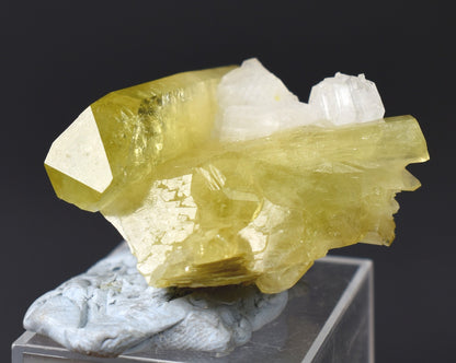 Brazilianite Crystal Cluster with Albite & Muscovite - from Linopolis, Minas Gerais, Brazil, museum quality, 27g