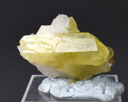 Brazilianite Crystal Cluster with Albite & Muscovite - from Linopolis, Minas Gerais, Brazil, museum quality, 27g