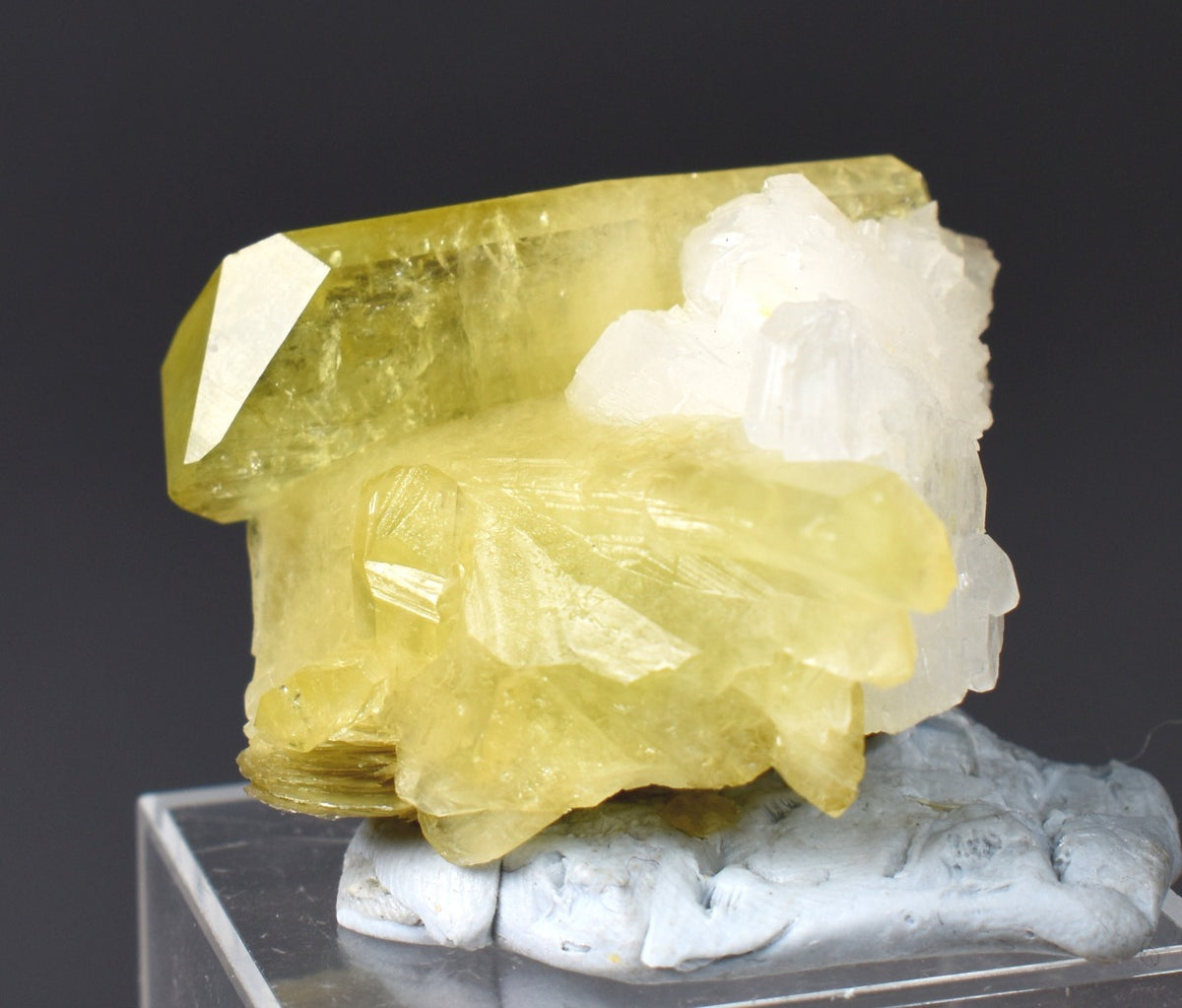 Brazilianite Crystal Cluster with Albite & Muscovite - from Linopolis, Minas Gerais, Brazil, museum quality, 27g