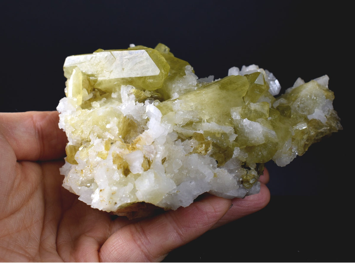 Brazilianite Crystal Cluster with Albite & Muscovite - from Linopolis, Minas Gerais, Brazil, museum quality, 449g