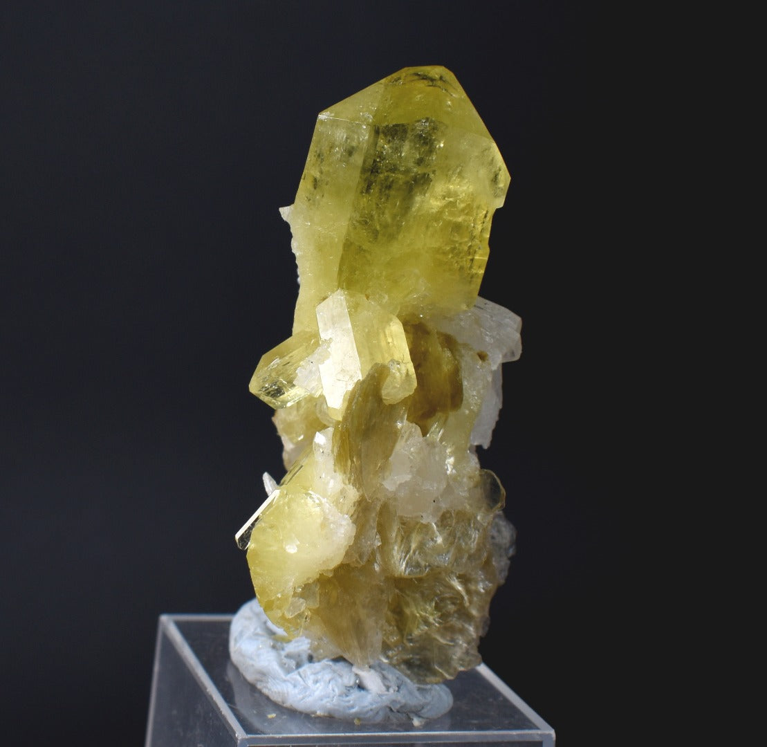 Brazilianite Crystal Cluster with Albite & Muscovite - from Linopolis, Minas Gerais, Brazil, museum quality, 42g