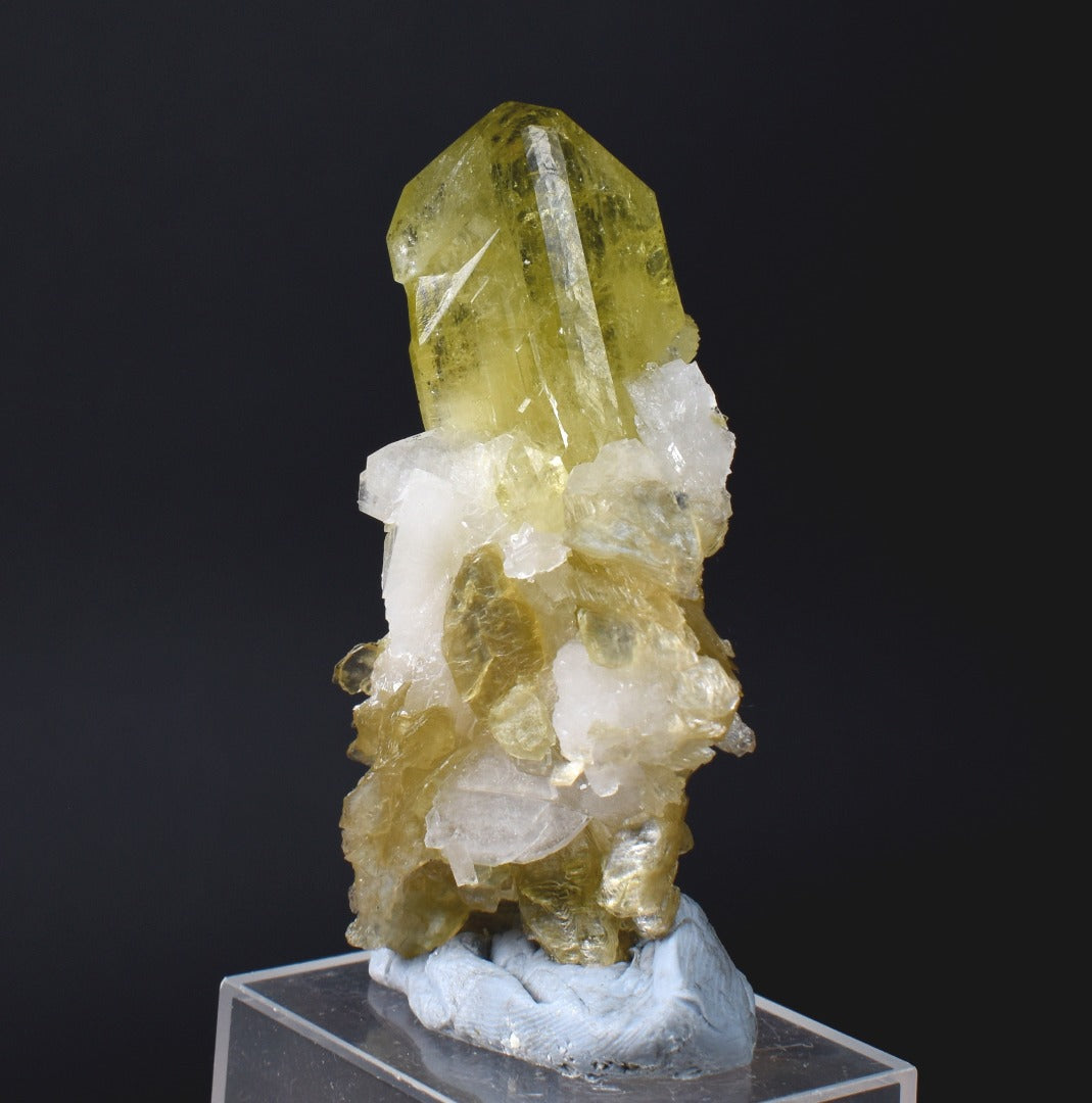 Brazilianite Crystal Cluster with Albite & Muscovite - from Linopolis, Minas Gerais, Brazil, museum quality, 42g