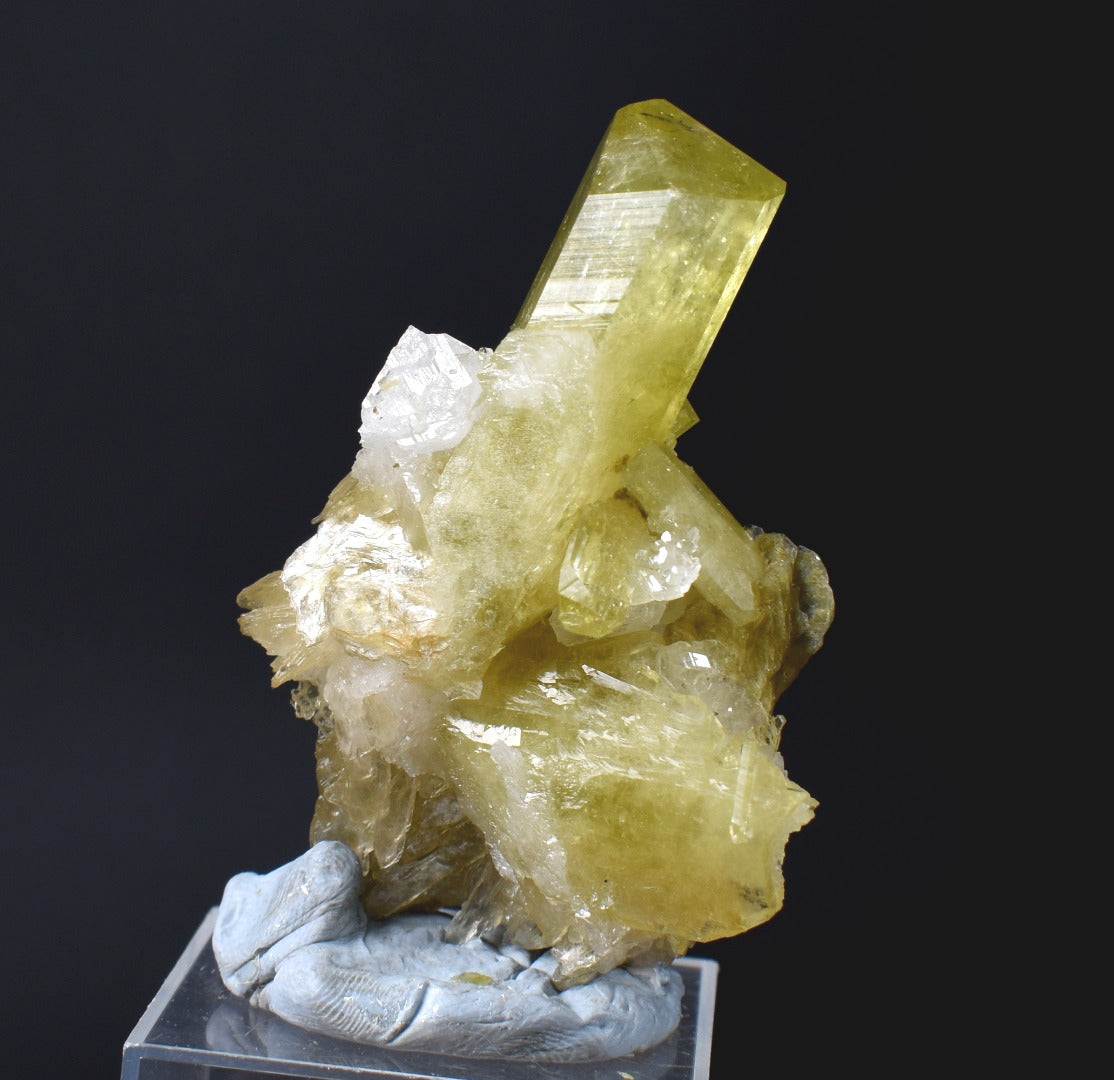 Brazilianite Crystal Cluster with Albite & Muscovite - from Linopolis, Minas Gerais, Brazil, museum quality, 42g