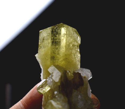 Brazilianite Crystal Cluster with Albite & Muscovite - from Linopolis, Minas Gerais, Brazil, museum quality, 42g