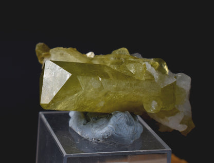 Brazilianite Crystal Cluster with Albite & Muscovite - from Linopolis, Minas Gerais, Brazil, museum quality, 40g