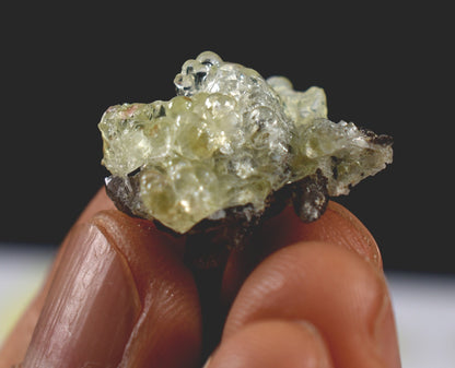 Fluorescent Hyalite Opal with Smoky Quartz, Black Tourmaline - Mineral from Erongo Mountains Namibia UV reactive, 30 Options