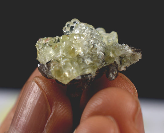 Fluorescent Hyalite Opal with Smoky Quartz, Black Tourmaline - Mineral from Erongo Mountains Namibia UV reactive, 30 Options