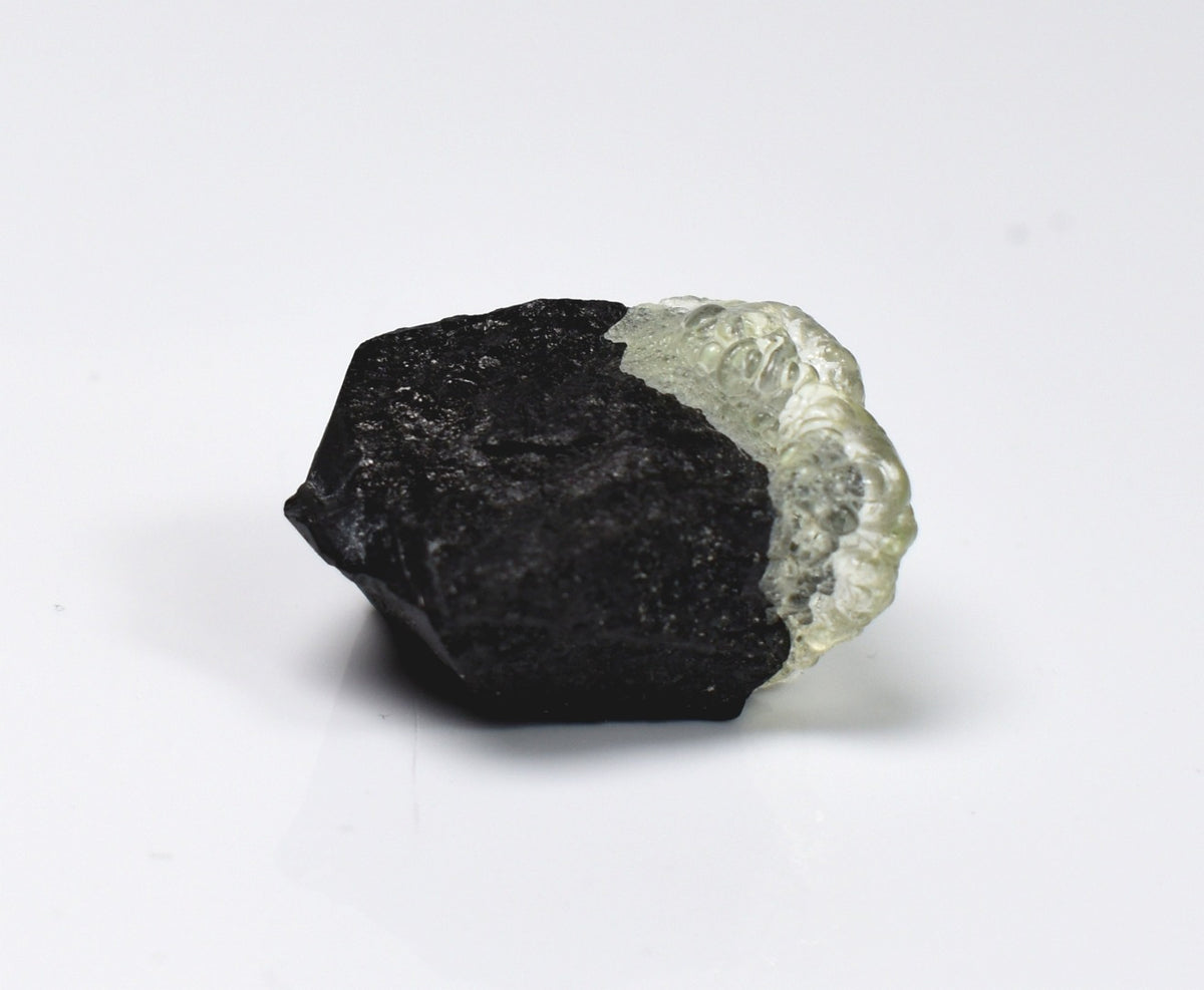 Fluorescent Hyalite Opal with Black Tourmaline - Mineral from Erongo Mountains Namibia, 5.7 grams