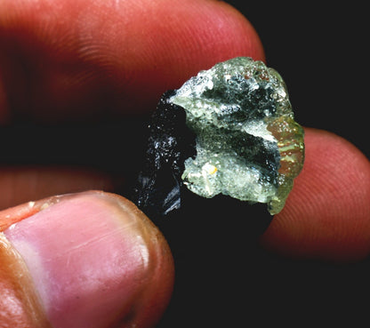Fluorescent Hyalite Opal with Black Tourmaline - Mineral from Erongo Mountains Namibia, 5.7 grams